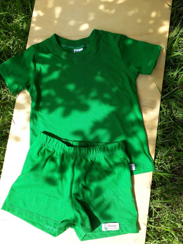 Short e camisa verde bandeira